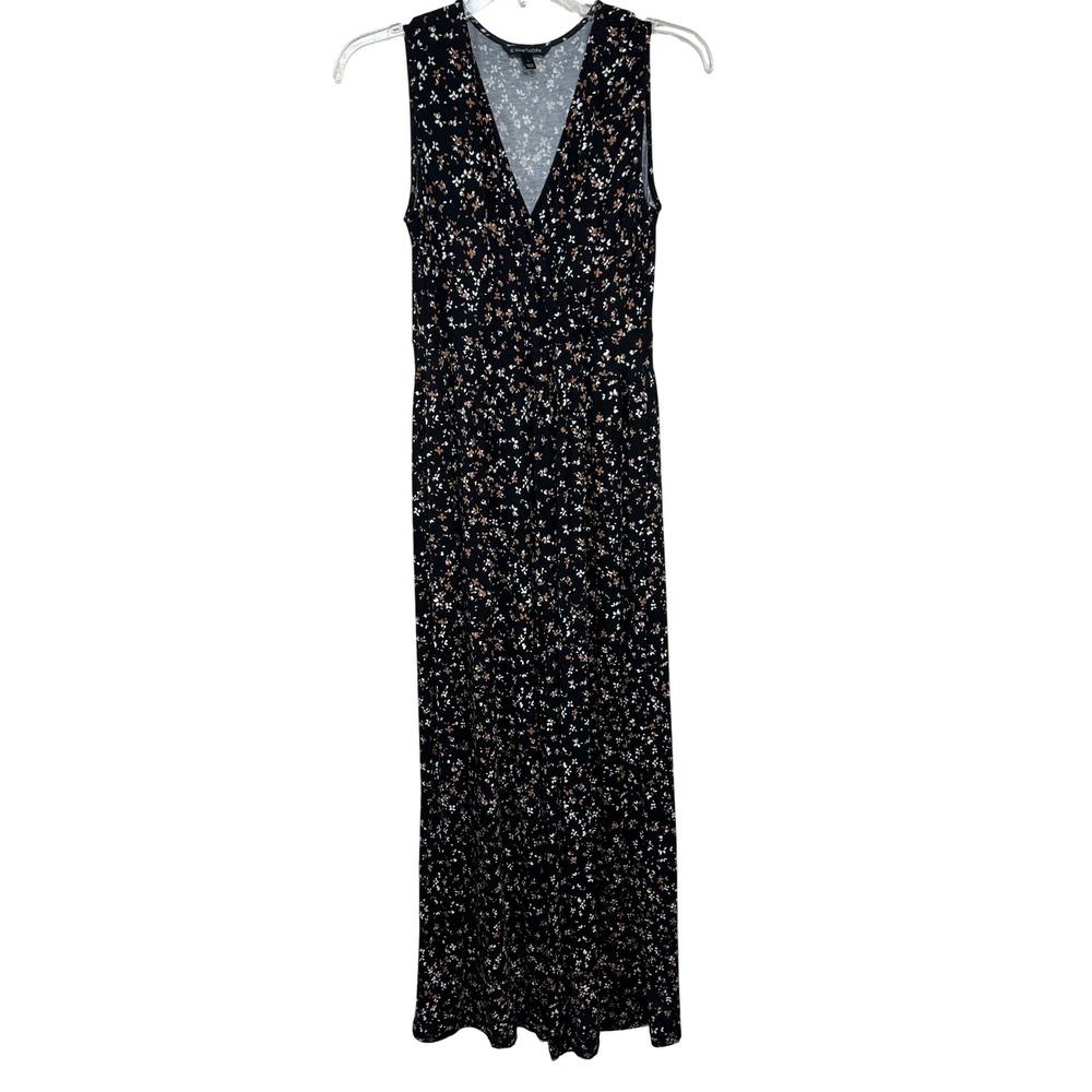 41 Hawthorn Floral Jumpsuit Sleeveless V-Neck Casual Black Size L